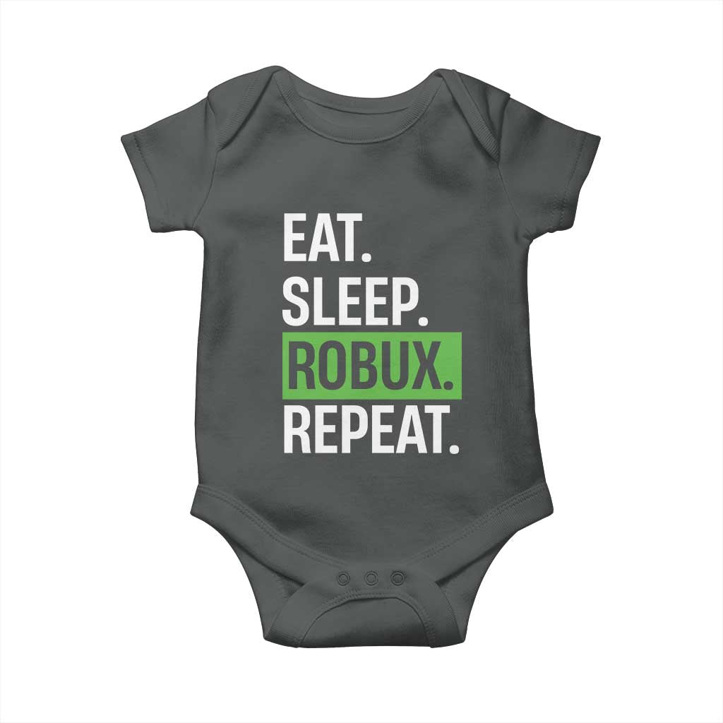 Eat Sleep Roblox Repeat Baby Onesie Funny Video Game Lovers Gamers TS10 Dark Heather Print Your Wear