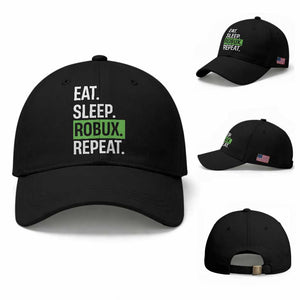 Eat Sleep Roblox Repeat Baseball Cap Funny Video Game Lovers Gamers TS10 Baseball Cap Universal Fit Black Print Your Wear