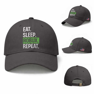 Eat Sleep Roblox Repeat Baseball Cap Funny Video Game Lovers Gamers TS10 Baseball Cap Universal Fit Dark Gray Print Your Wear