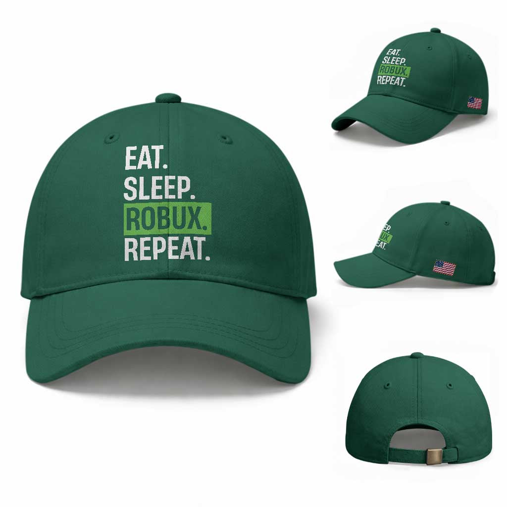 Eat Sleep Roblox Repeat Baseball Cap Funny Video Game Lovers Gamers TS10 Baseball Cap Universal Fit Irish Green Print Your Wear