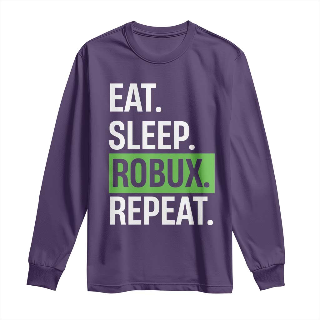 Eat Sleep Roblox Repeat Long Sleeve Shirt Funny Video Game Lovers Gamers TS10 Purple Print Your Wear