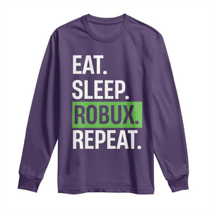 Eat Sleep Roblox Repeat Long Sleeve Shirt Funny Video Game Lovers Gamers TS10 Purple Print Your Wear