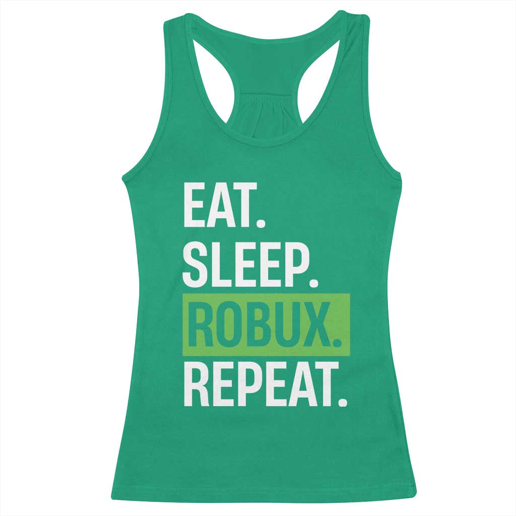 Eat Sleep Roblox Repeat Racerback Tank Top Funny Video Game Lovers Gamers TS10 Irish Green Print Your Wear