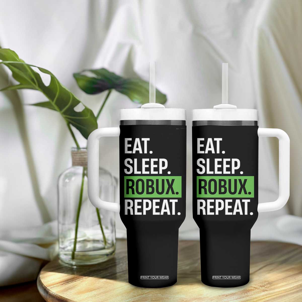 Eat Sleep Roblox Repeat Tumbler With Handle Funny Video Game Lovers Gamers TS10 Print Your Wear