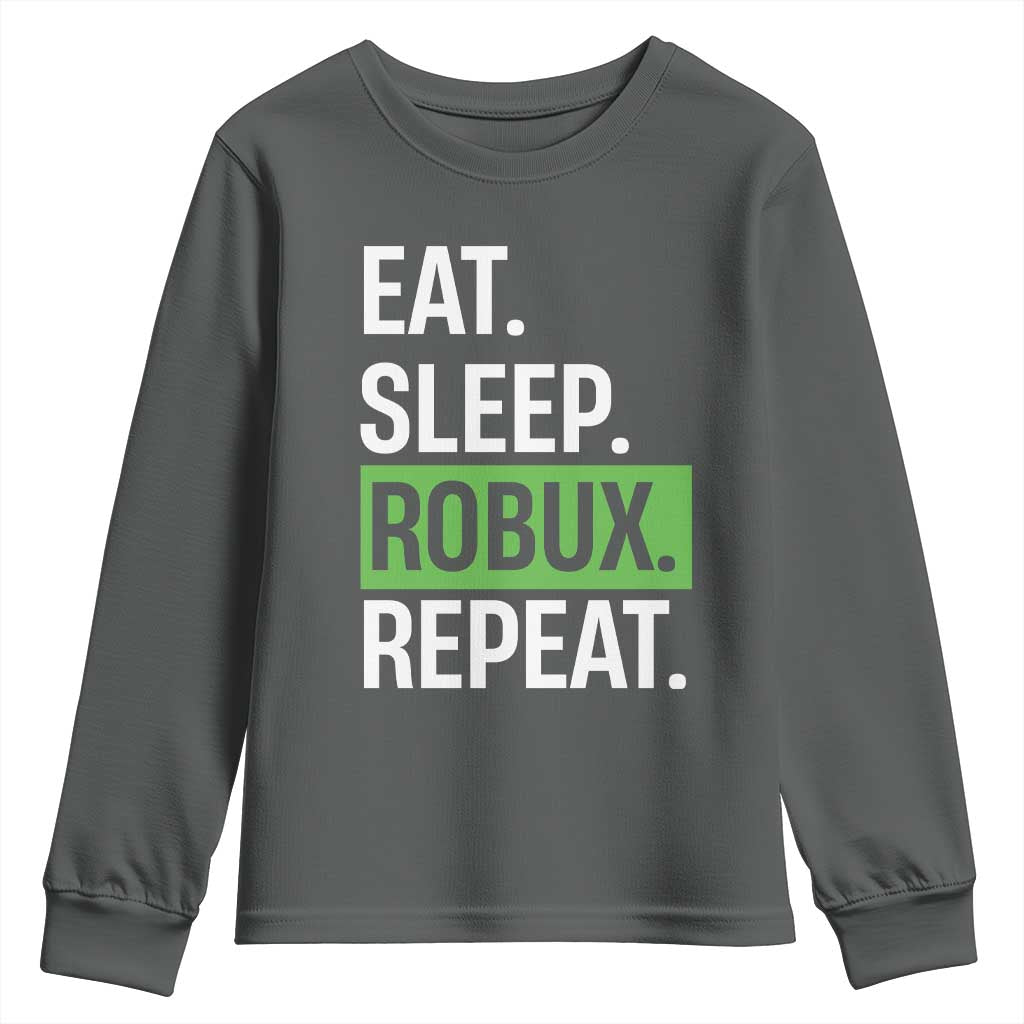Eat Sleep Roblox Repeat Youth Sweatshirt Funny Video Game Lovers Gamers TS10 Dark Heather Print Your Wear