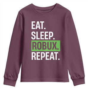 Eat Sleep Roblox Repeat Youth Sweatshirt Funny Video Game Lovers Gamers TS10 Maroon Print Your Wear