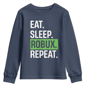 Eat Sleep Roblox Repeat Youth Sweatshirt Funny Video Game Lovers Gamers TS10 Navy Print Your Wear