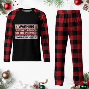 Funny Retirement Plaid Pajama Set Warning A Retired Person On The Premises Knows Everything TS10 Buffalo Plaid Print Your Wear