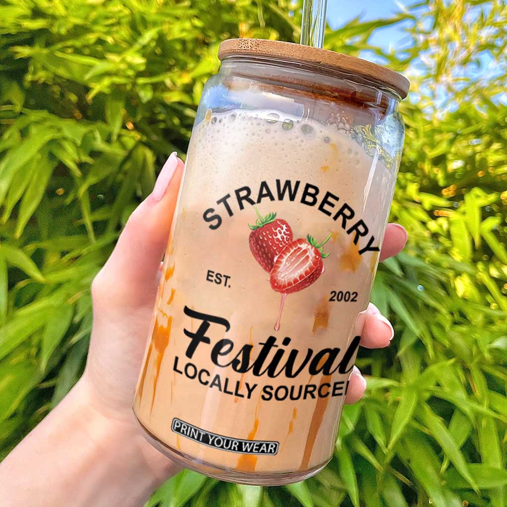 Strawberry Vintage Glass Can Summer Fruit Strawberry Festival Cottagecore TS10 White Print Your Wear