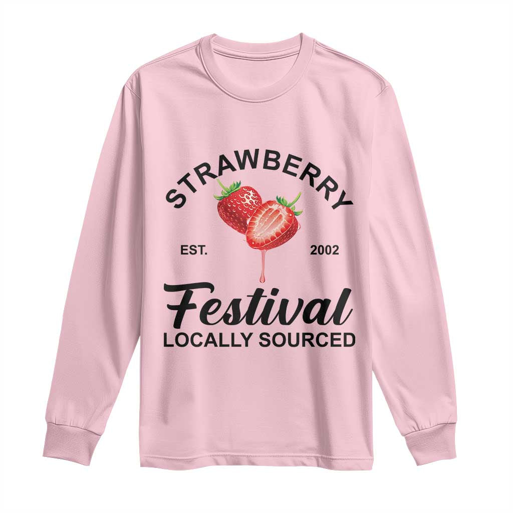 Strawberry Vintage Long Sleeve Shirt Summer Fruit Strawberry Festival Cottagecore TS10 Light Pink Print Your Wear