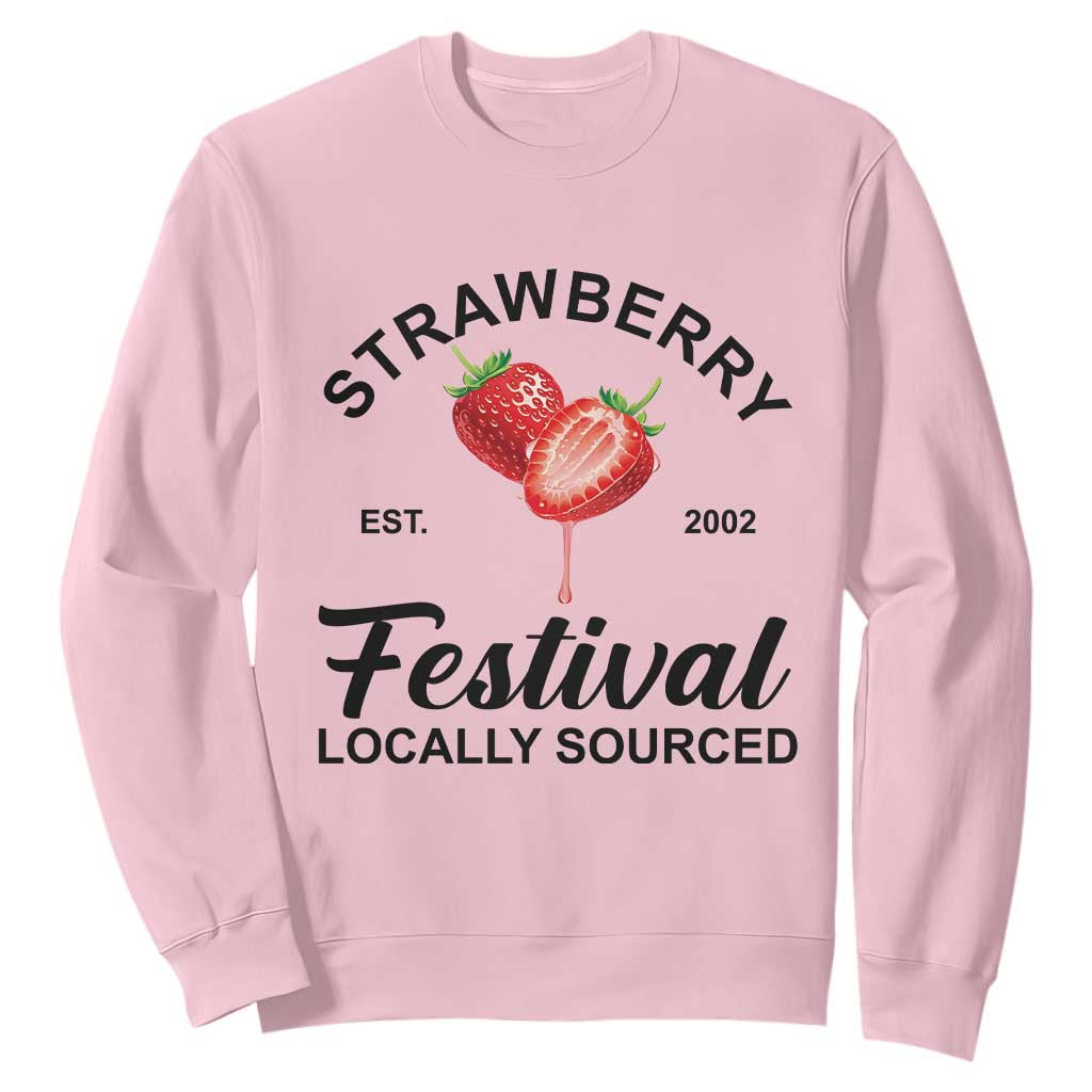 Strawberry Vintage Sweatshirt Summer Fruit Strawberry Festival Cottagecore TS10 Light Pink Print Your Wear