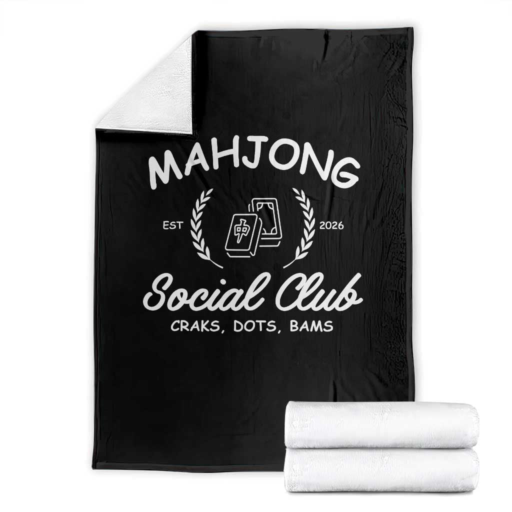 Funny Mahjong Social Club Throw Blanket Craks Dots Bams Mahjong Player Game Lovers TS10 Black Print Your Wear