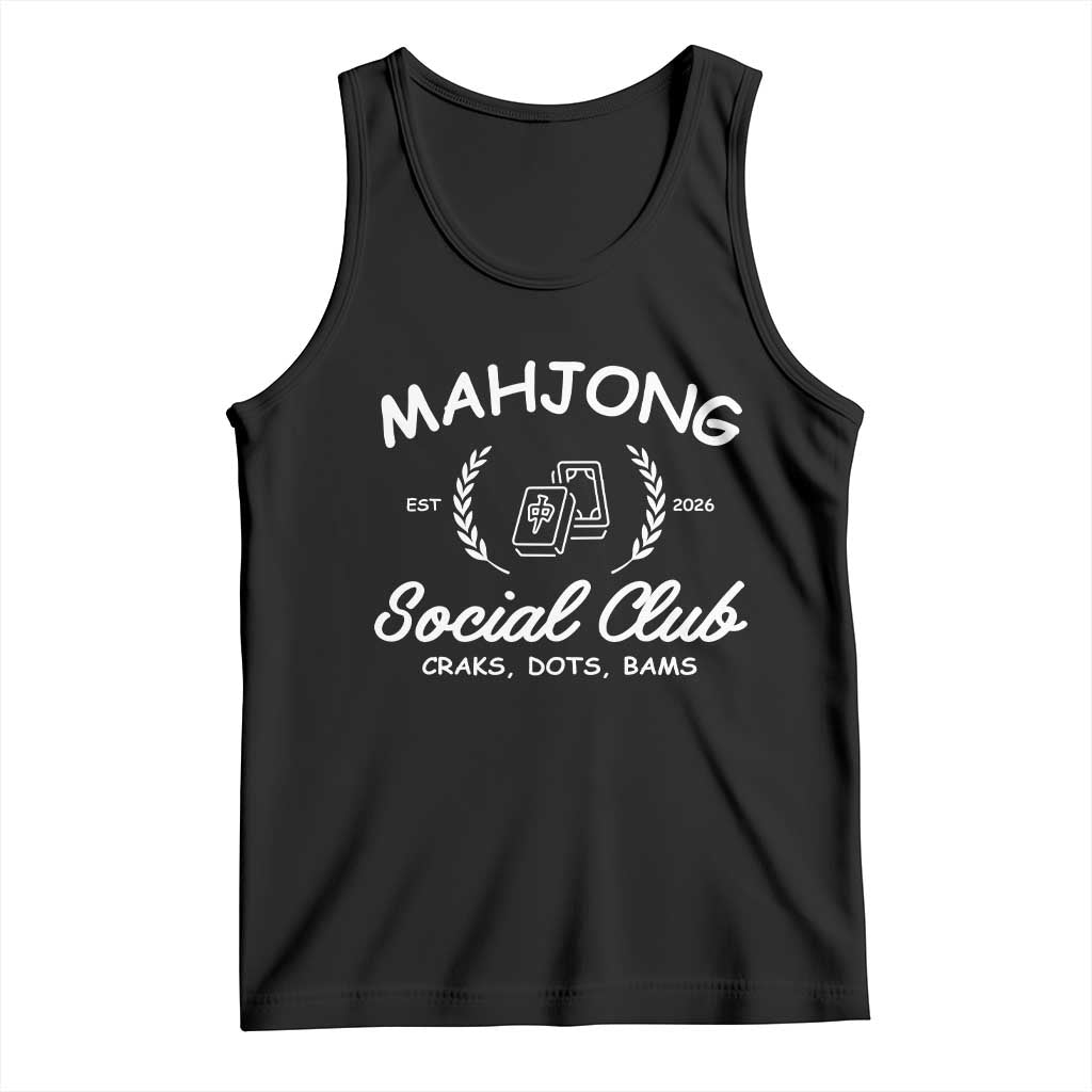 Funny Mahjong Social Club Tank Top Craks Dots Bams Mahjong Player Game Lovers TS10 Black Print Your Wear