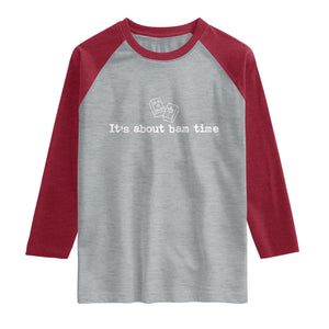 Funny Its About Bam Time Mahjong Players Raglan Shirt TS10 Heather Gray Heather Red Print Your Wear