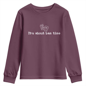 Funny Its About Bam Time Mahjong Players Youth Sweatshirt TS10 Maroon Print Your Wear