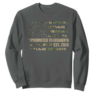 Promoted To Grandpa Est. 2026 Sweatshirt Retro Camo American Flag TS10 Dark Heather Print Your Wear