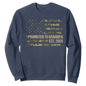 Promoted To Grandpa Est. 2026 Sweatshirt Retro Camo American Flag TS10 Navy Print Your Wear