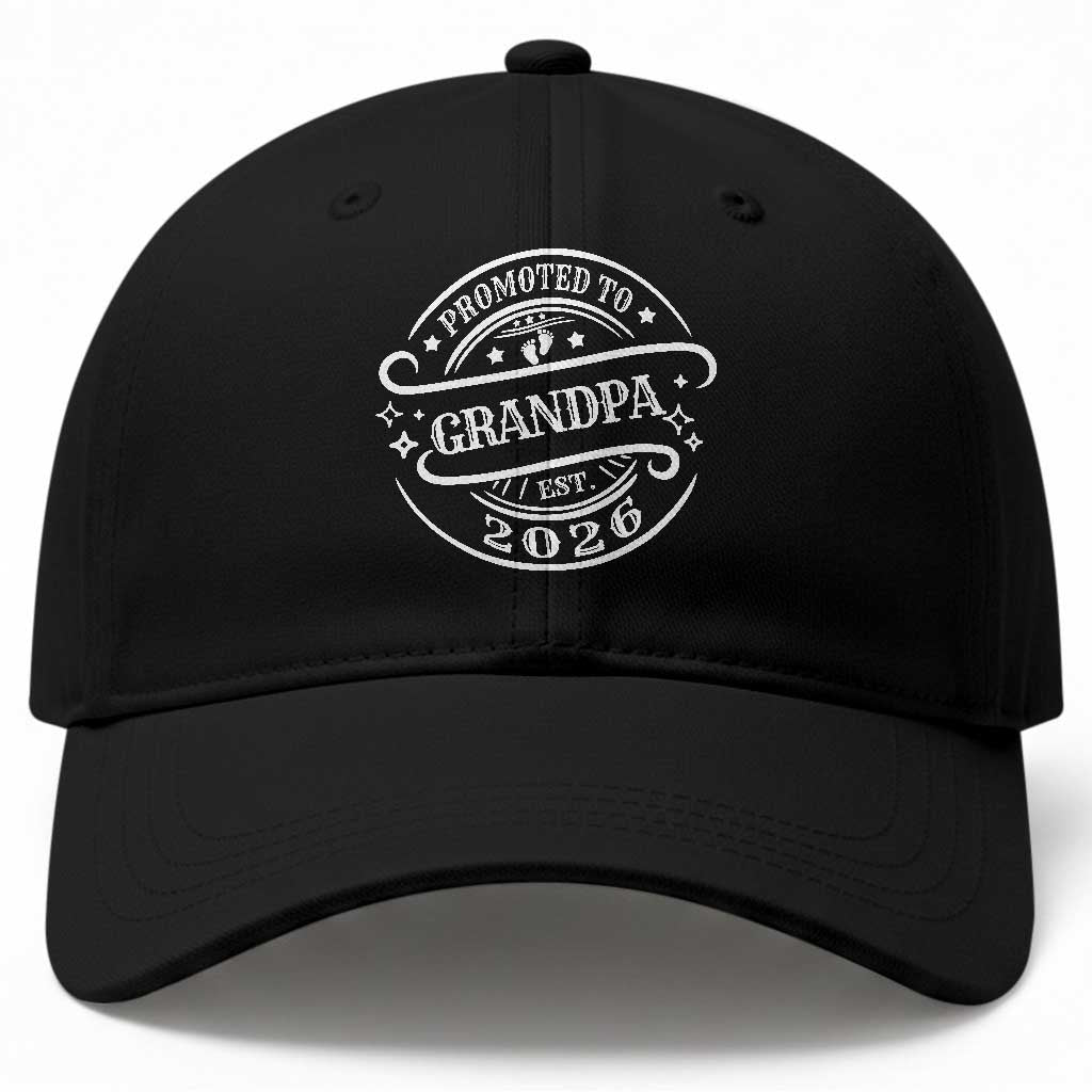 Promoted To Grandpa Est. 2026 Baseball Cap Grandparents Baby Announcement Fathers Day TS10 Print Your Wear