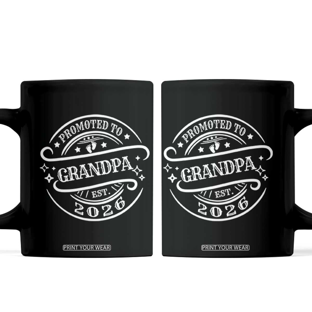 Promoted To Grandpa Est. 2026 Coffee Mug Grandparents Baby Announcement Fathers Day TS10 Black Print Your Wear