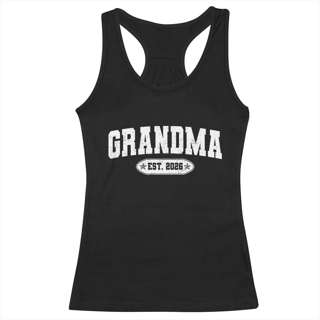 Grandma Est 2026 Racerback Tank Top Promoted To Grandparents Mothers Day TS10 Black Print Your Wear