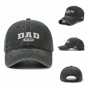 New Dad 2026 Washed Cotton Baseball Cap Promoted To Daddy Est 2026 TS10 Washed Cap Universal Fit Dark Green Print Your Wear