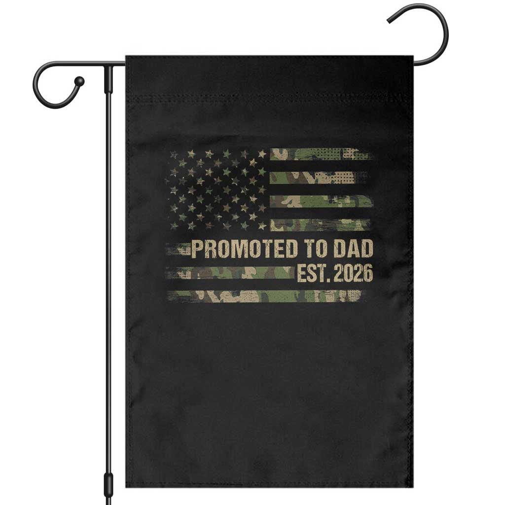 Promoted To Dad Est 2026 Garden Flag Retro Camo American Flag TS10 Black Print Your Wear