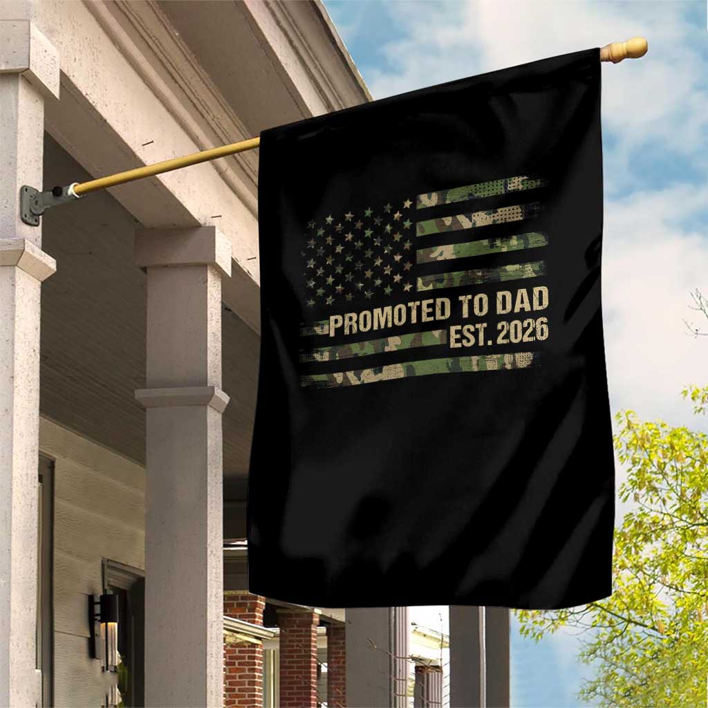 Promoted To Dad Est 2026 Garden Flag Retro Camo American Flag TS10 Print Your Wear