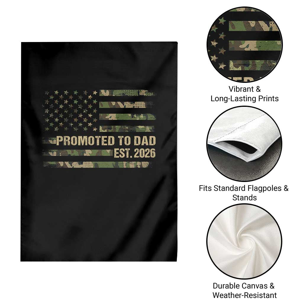 Promoted To Dad Est 2026 Garden Flag Retro Camo American Flag TS10 Print Your Wear