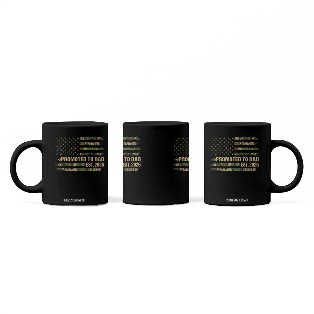 Promoted To Dad Est 2026 Coffee Mug Retro Camo American Flag TS10 Print Your Wear