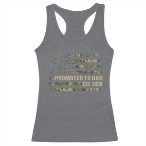 Promoted To Dad Est 2026 Racerback Tank Top Retro Camo American Flag TS10 Charcoal Print Your Wear