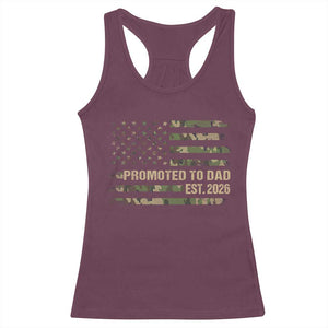 Promoted To Dad Est 2026 Racerback Tank Top Retro Camo American Flag TS10 Maroon Print Your Wear