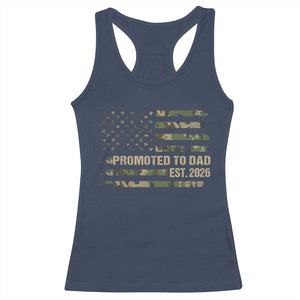 Promoted To Dad Est 2026 Racerback Tank Top Retro Camo American Flag TS10 Navy Print Your Wear