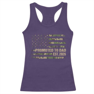Promoted To Dad Est 2026 Racerback Tank Top Retro Camo American Flag TS10 Purple Print Your Wear