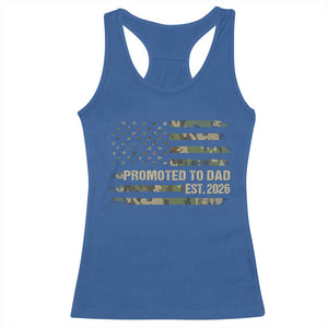 Promoted To Dad Est 2026 Racerback Tank Top Retro Camo American Flag TS10 Royal Blue Print Your Wear