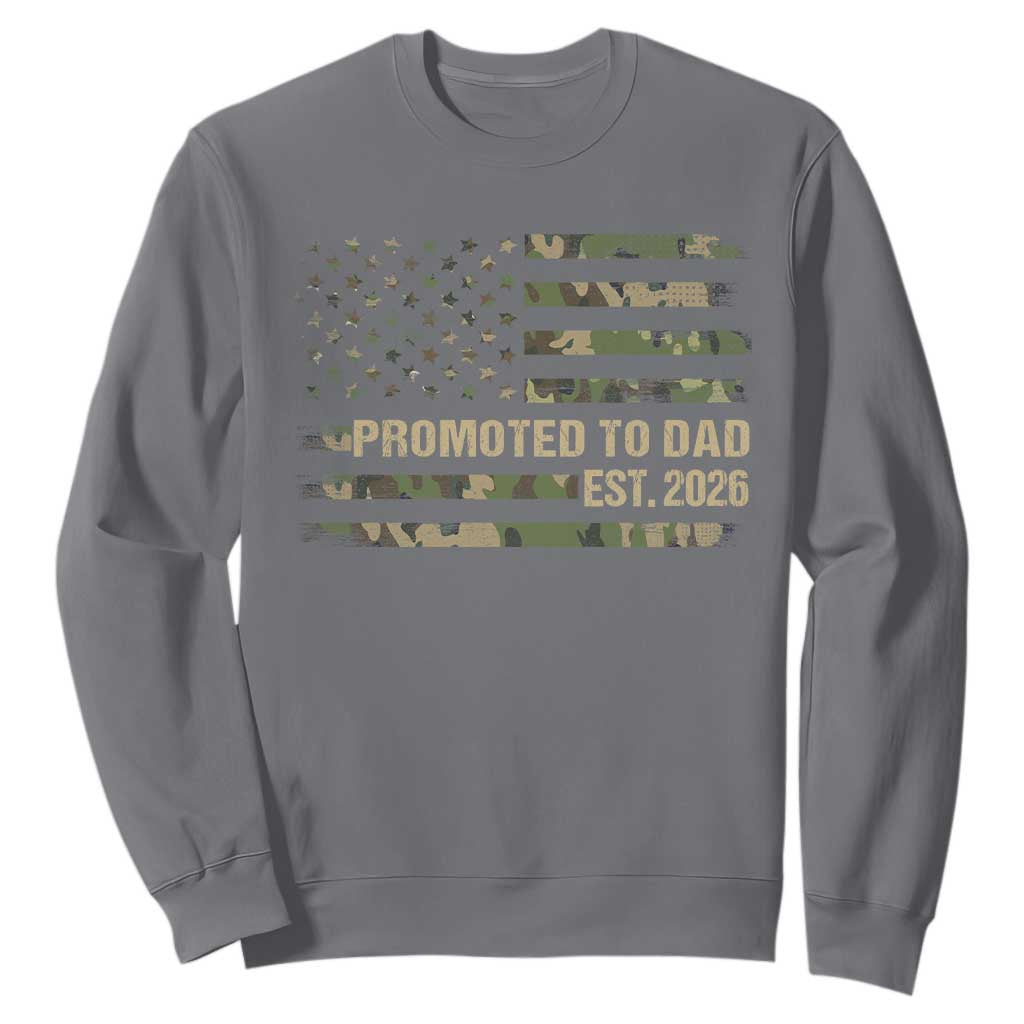 Promoted To Dad Est 2026 Sweatshirt Retro Camo American Flag TS10 Charcoal Print Your Wear