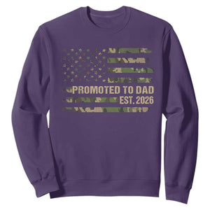 Promoted To Dad Est 2026 Sweatshirt Retro Camo American Flag TS10 Purple Print Your Wear