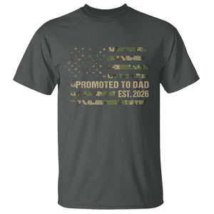 Promoted To Dad Est 2026 T Shirt Retro Camo American Flag TS10 Dark Heather Print Your Wear