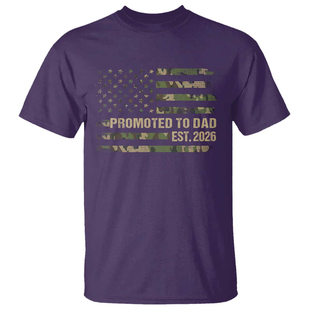 Promoted To Dad Est 2026 T Shirt Retro Camo American Flag TS10 Purple Print Your Wear