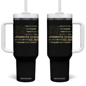 Promoted To Dad Est 2026 Tumbler With Handle Retro Camo American Flag TS10 One Size: 40 oz Black Print Your Wear