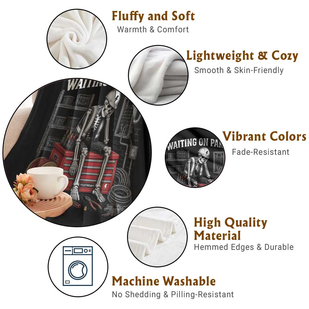Electrician Skeleton Throw Blanket Waiting On Parts Funny Graphic TS10 Print Your Wear