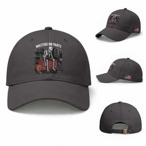 Electrician Skeleton Baseball Cap Waiting On Parts Funny Graphic TS10 Baseball Cap Universal Fit Dark Gray Print Your Wear