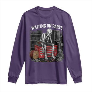 Electrician Skeleton Long Sleeve Shirt Waiting On Parts Funny Graphic TS10 Purple Print Your Wear