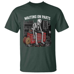 Electrician Skeleton T Shirt Waiting On Parts Funny Graphic TS10 Dark Forest Green Print Your Wear