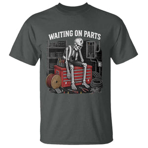 Electrician Skeleton T Shirt Waiting On Parts Funny Graphic TS10 Dark Heather Print Your Wear