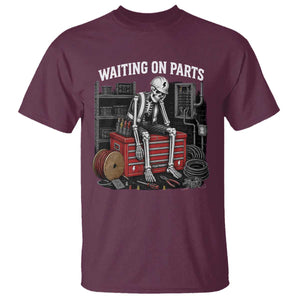 Electrician Skeleton T Shirt Waiting On Parts Funny Graphic TS10 Maroon Print Your Wear