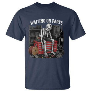 Electrician Skeleton T Shirt Waiting On Parts Funny Graphic TS10 Navy Print Your Wear