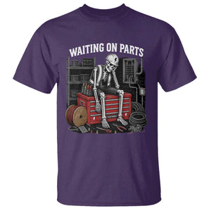 Electrician Skeleton T Shirt Waiting On Parts Funny Graphic TS10 Purple Print Your Wear