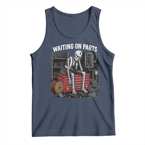 Electrician Skeleton Tank Top Waiting On Parts Funny Graphic TS10 Navy Print Your Wear