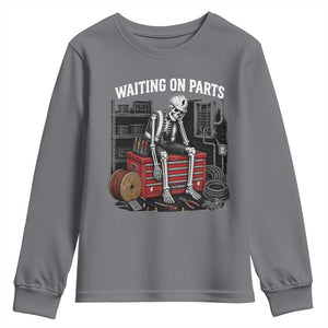 Electrician Skeleton Youth Sweatshirt Waiting On Parts Funny Graphic TS10 Charcoal Print Your Wear