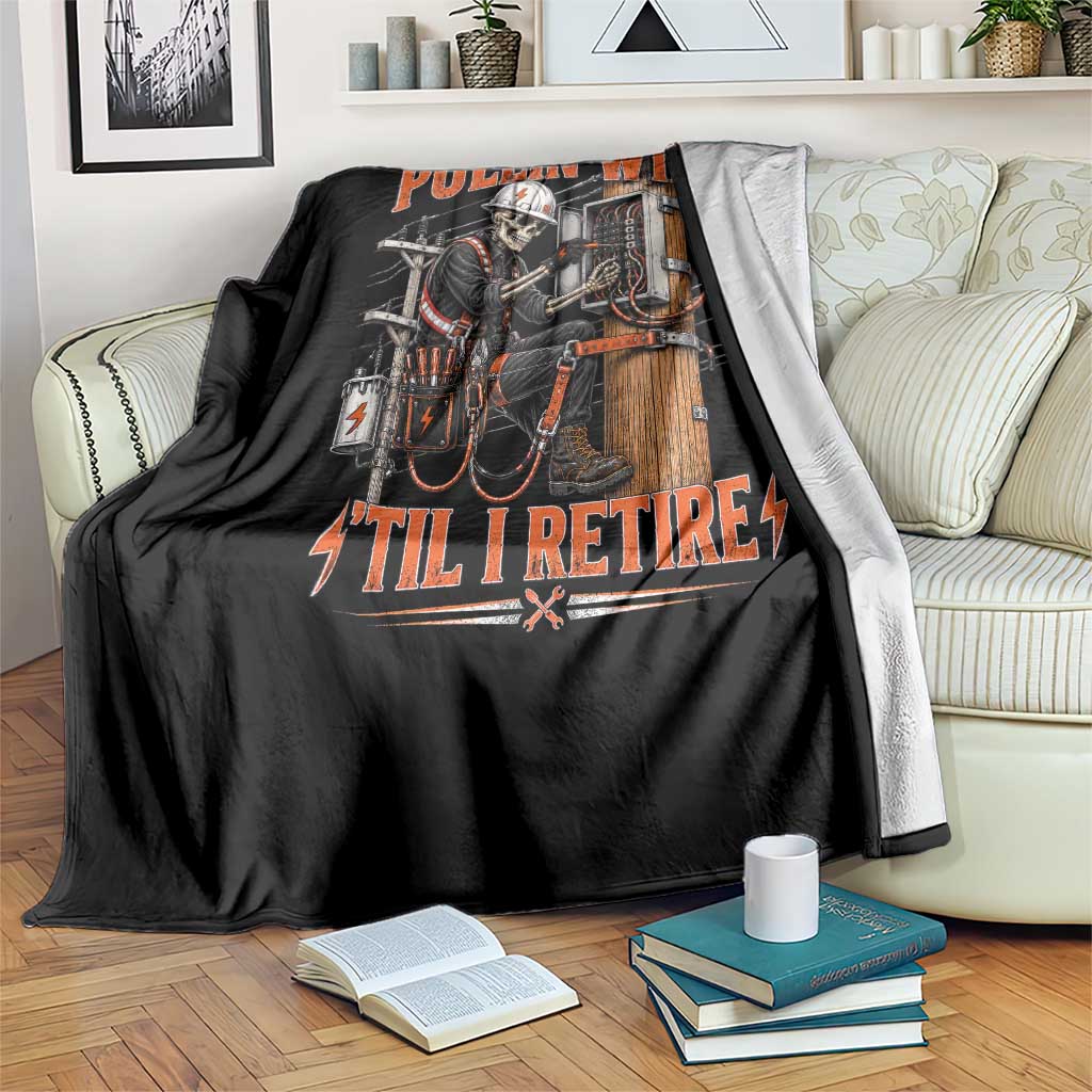 Electrician Lineman Skeleton Graphic Throw Blanket Pullin Wire Til I Retire TS10 Print Your Wear